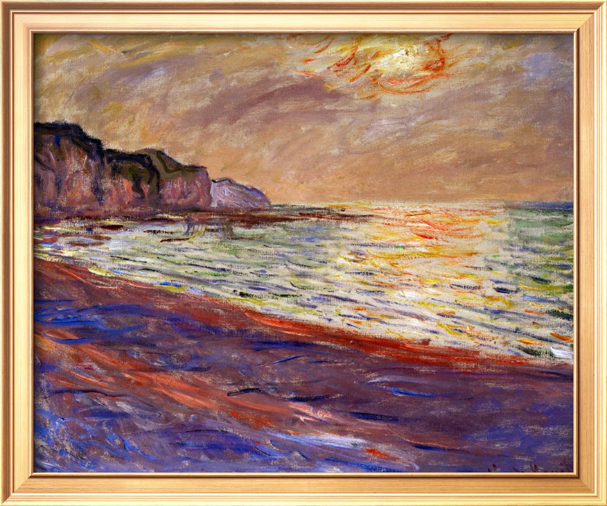 BEACH AT POURVILLE, SUNSET, 1882 - Claude Monet Paintings